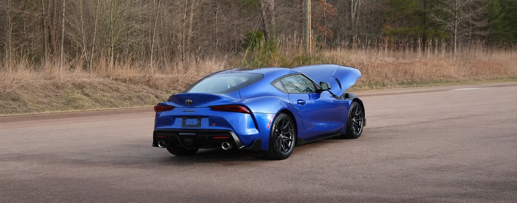 Blue Toyota Supra after mobile detailing
